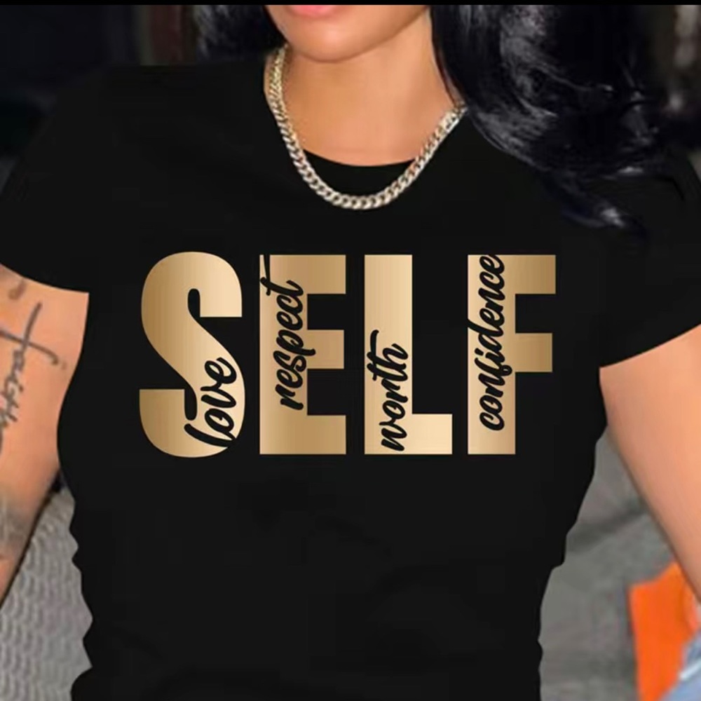 Letter Print Crew Neck T-Shirt, Casual Short Sleeve T-Shirt For Spring & Summer